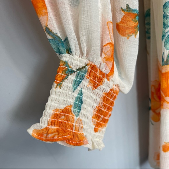 Free People Samantha Lace Up Mini Dress Light Combo XS Floral Chiffon Lace Up - Picture 11 of 16